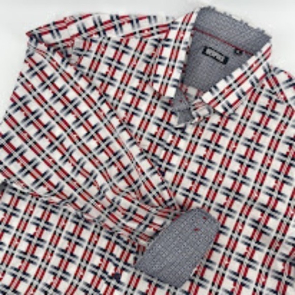 Bespoke Plaid Button Down Shirt Long Sleeve Patterned XL‎